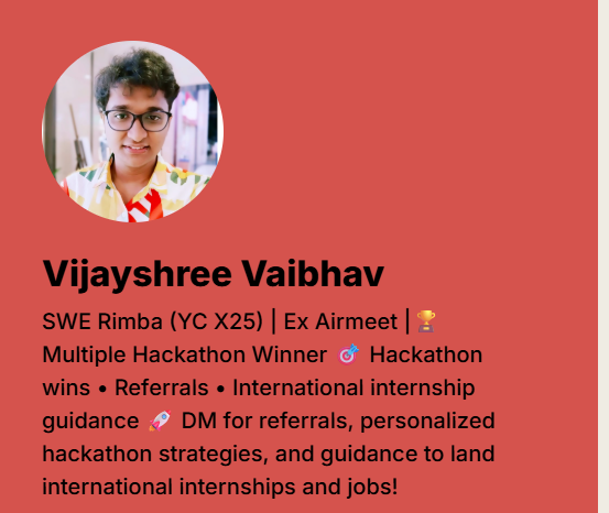 Vijayshree’s Topmate mentorship profile